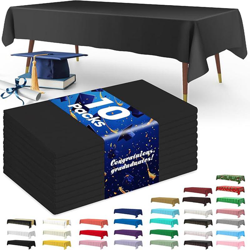 Thick Waterproof Disposable Plastic Tablecloth - Oil & Leak-Proof for Parties and Outdoor Dining