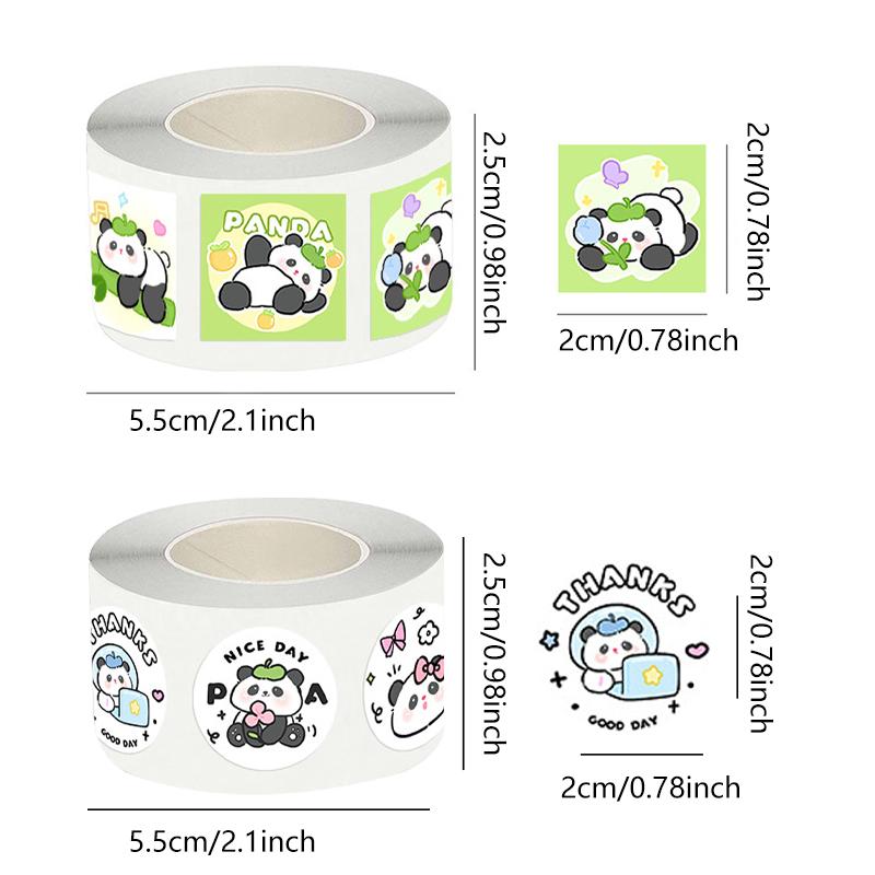 Cartoon Panda Stickers (600 pcs) Cute Cartoon Graffiti Decal Rolls Waterproof Stickers Vinyl Stickers for Laptops, Guitars
