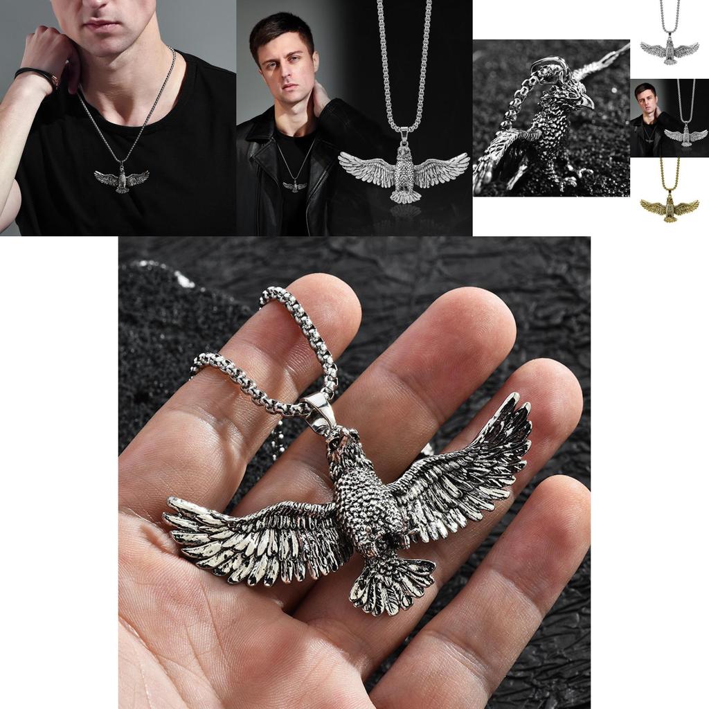 Stunning Titanium Steel Eagle Pendant Necklace For Men Vintage Hip Hop Style Jewelry