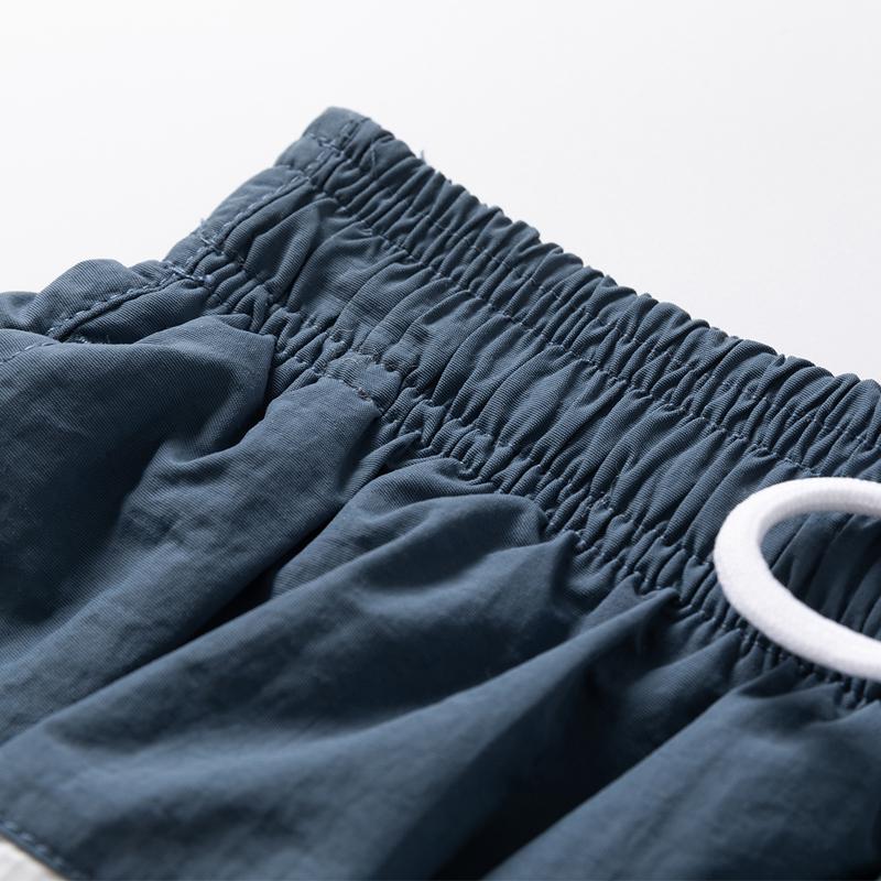 Men's Blue White Stripe Casual Shorts – Elastic Drawstring Waist Nylon Shorts for Summer Daily & Streetwear