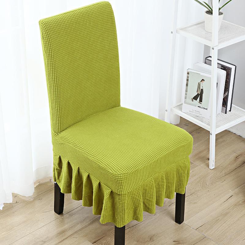 Thickened Corn Velvet Chair Cover Dining Chair Cover Simple Hotel New Skirt Seat Cover Knitted Chair Cover Joint
