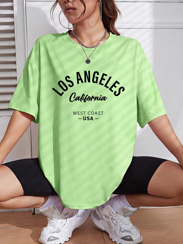 Los Angeles California Usa Printing TShirts Womens Summer Cotton Short Sleeve Tees Loose ONeck Comfortable Tops Casual Clothes