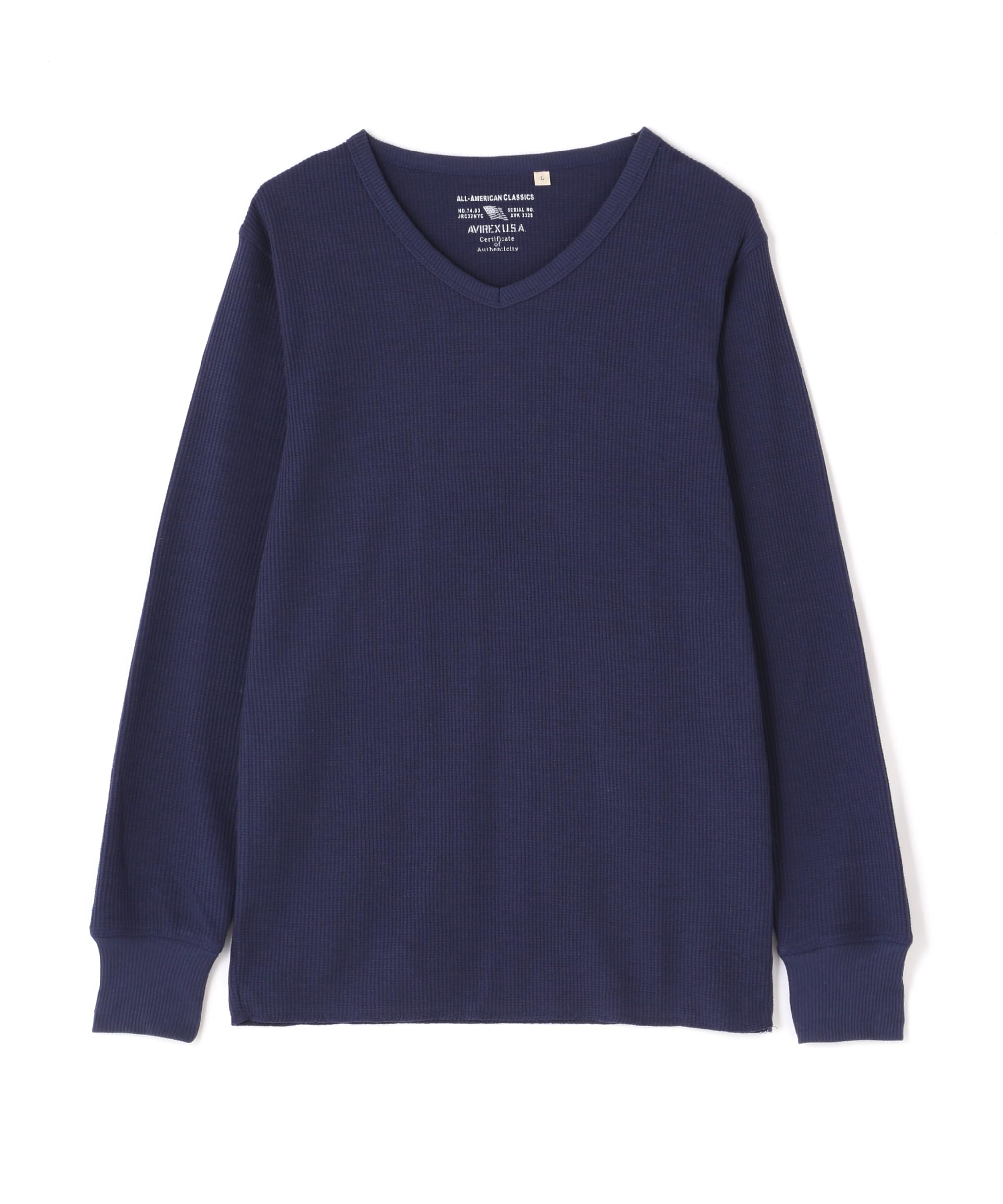 AVIREX DAILY L/S THERMAL V-NECK T-SHIRT 783-3930008 navy