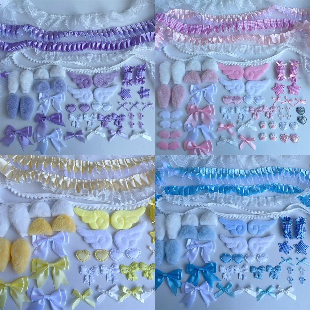 40Pcs/Set Ear Handmade Material Pack Pain Bag Card Cover Decoration Colorful Material Pack Set Pink DIY