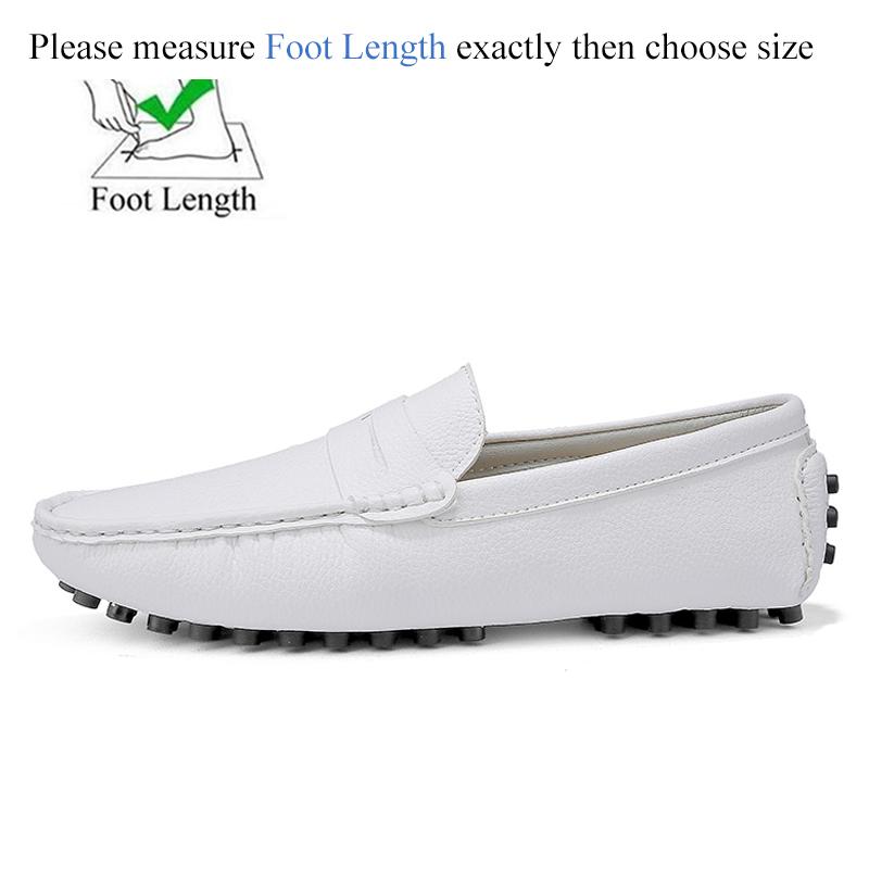 Loafers Men Mocassin Leather Flats Casual Shoes Plus Big Size 48 White Slip-On Driving Walking Shoes Chaussure Homme Cuir