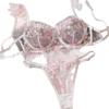 European and American Sexy bra set strawberry embroidery comfortable sex mesh women's sexy underwear steel ring set