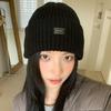 Black label knitted hat children's autumn and winter new cold-proof and warm wool hat showing small face and ear protection cold hat couple