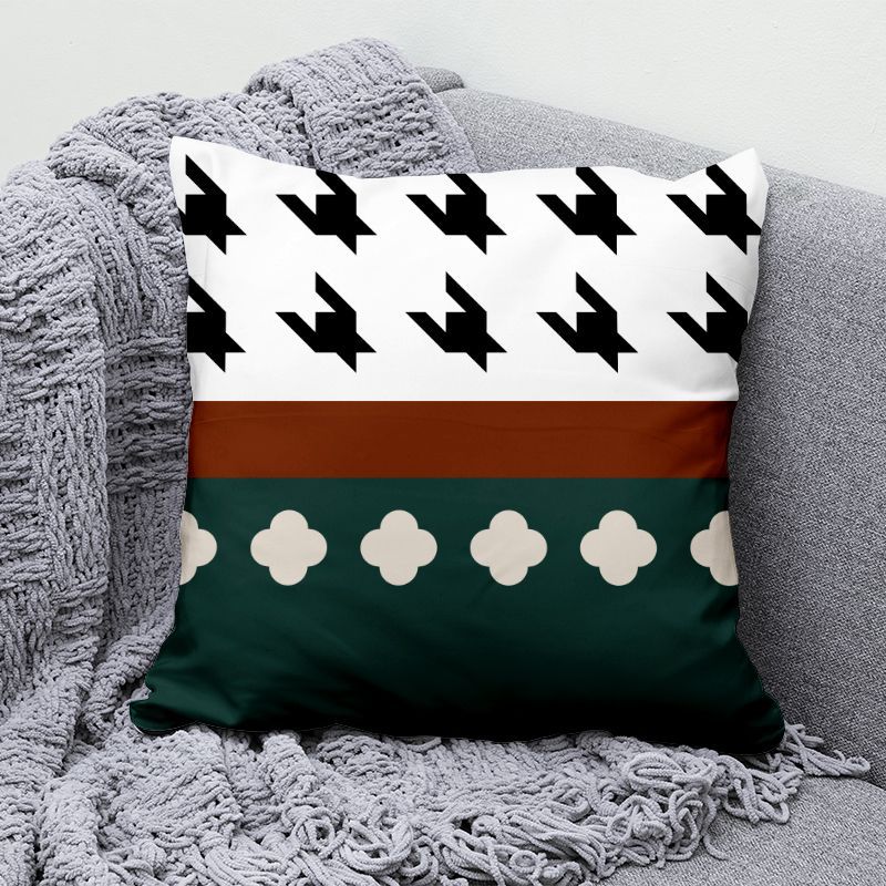 Green Simple Pillow Black and White Geometric Living Room Sofa Office Seat Cushion Cushion