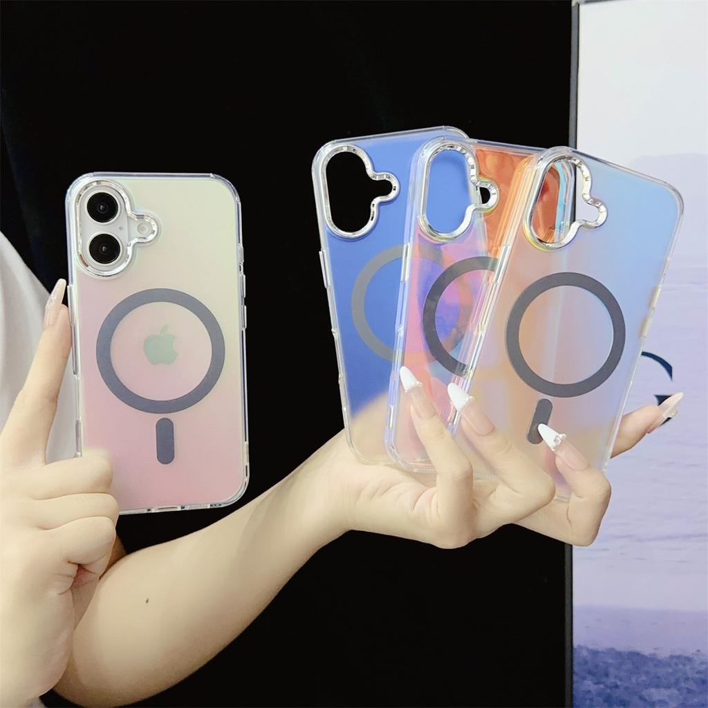 Silver Sand Magnetic Phone Case Suitable for IPhone15promax Anti-drop Apple 16plus Protective Case 14 Female Shell