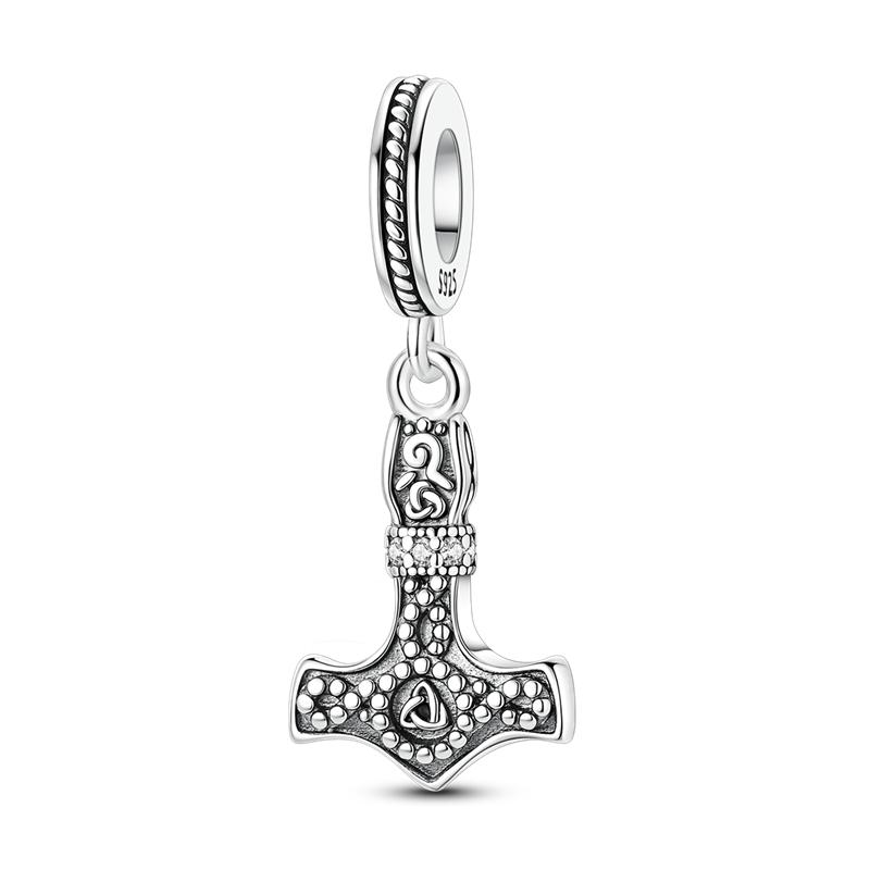 

925 Silver Star of David Pendant Norse Viking Thor Mjolnir Charm Fit Original Charm Bracelets Women DIY Jewelry Gift