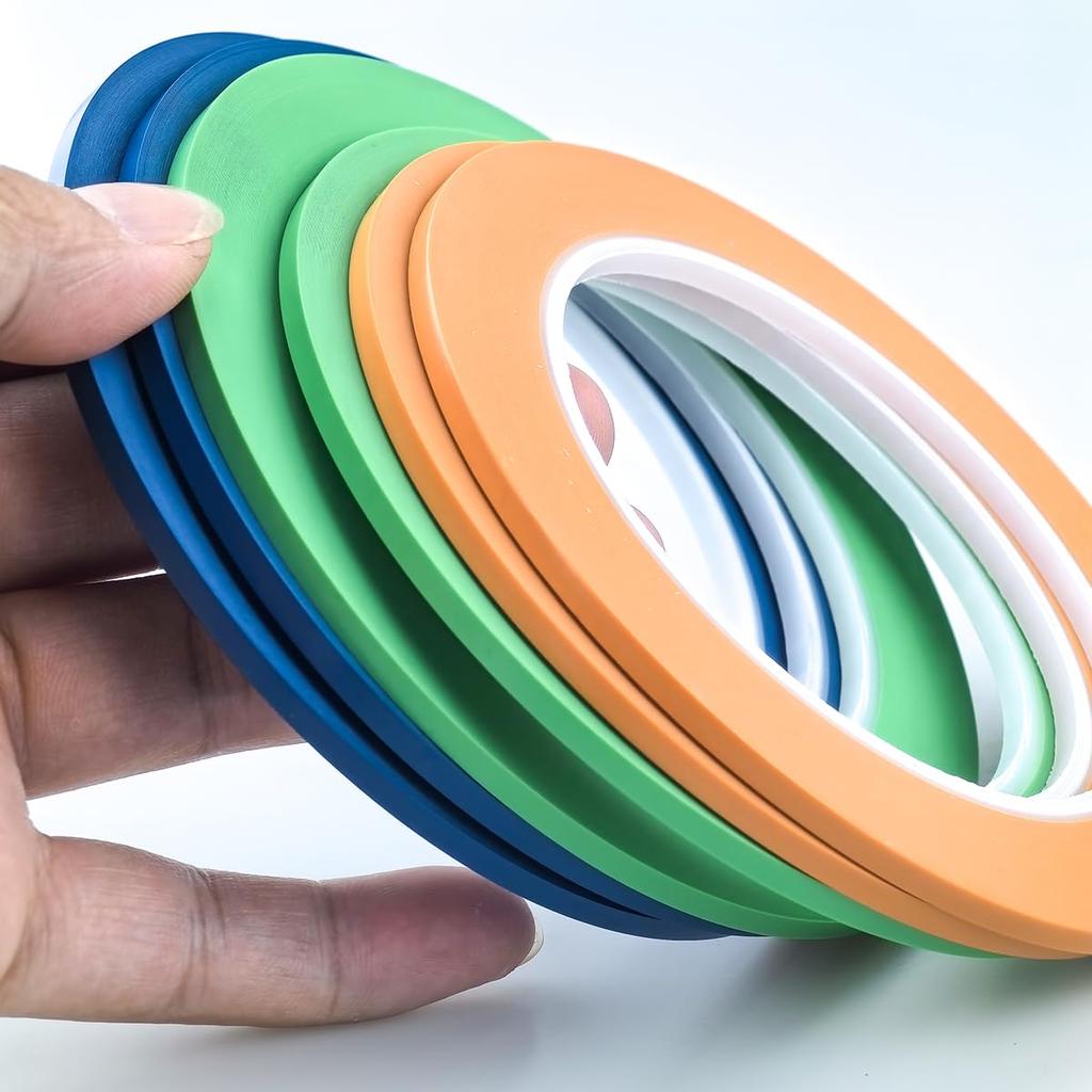 High-Heat Resistant Paint Masking Tape (for Curved Surfaces), 3mm Vinyl, 6 Rolls
