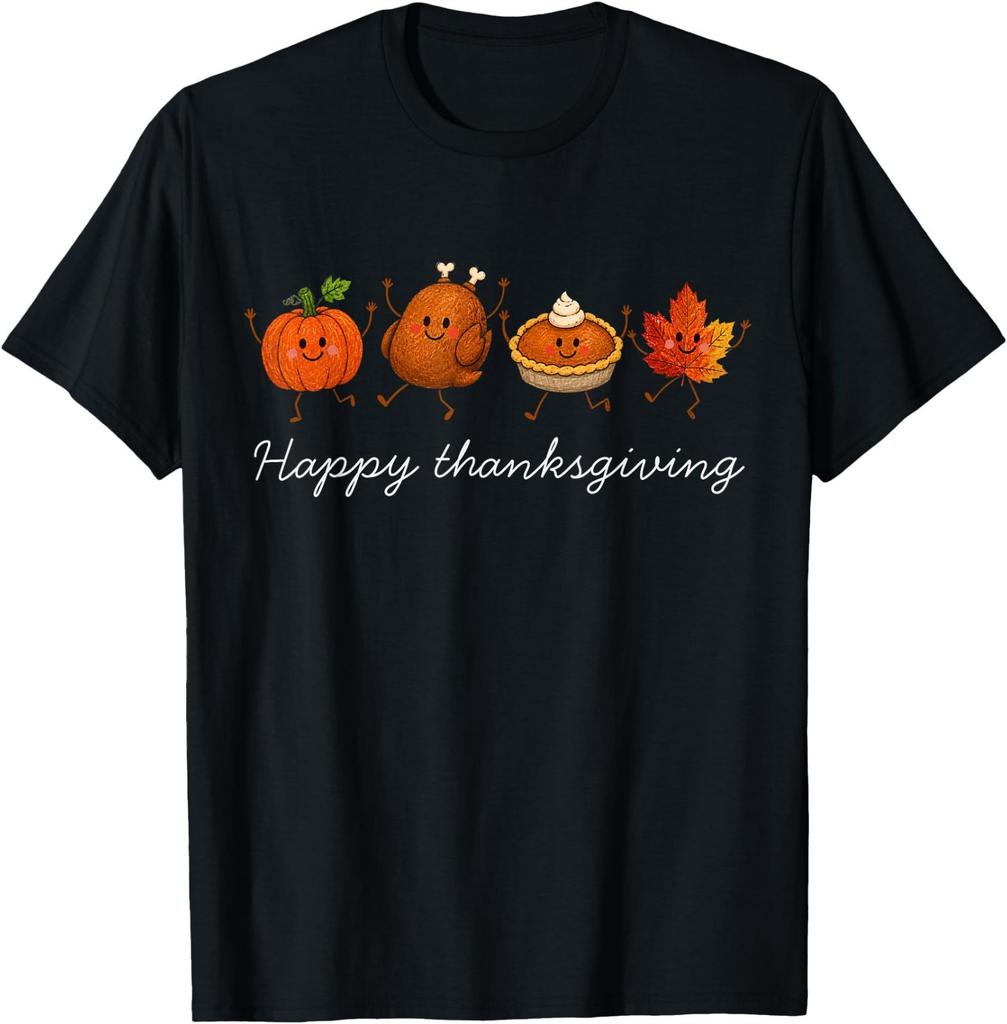 Fall Thanksgiving Crew Pumpkin Turkey Pie Autumn Leaves T-Shirt