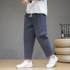 2023 Summer Men's Cotton-Linen Loose Nine-Point Pants: Chinese Style Casual Fashion