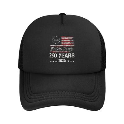 Boné de Sol de Tela para o 250º Aniversário da América 17762026 Merch Unissex Snapback Ajustável Tela Atrás Chapéus Respiráveis Refrescantes