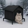 Outdoor Cat Shelter Heated Cat House Waterproof Insulated with Elevated Base Feral Cats Shelter Street House In Winter Yard