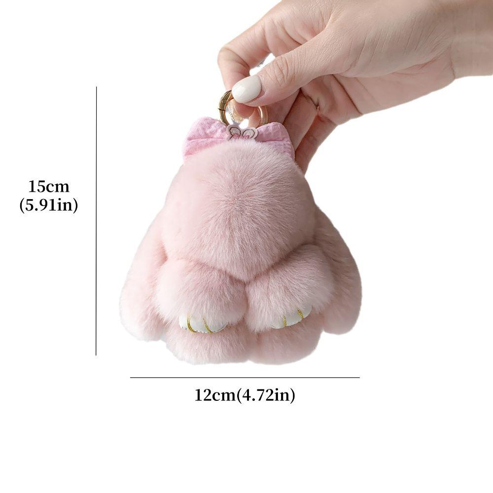 Chubby Fluffy Bunny Keychain Cartoon Animal Rabbit Plush Dolls Keychain Decoration
