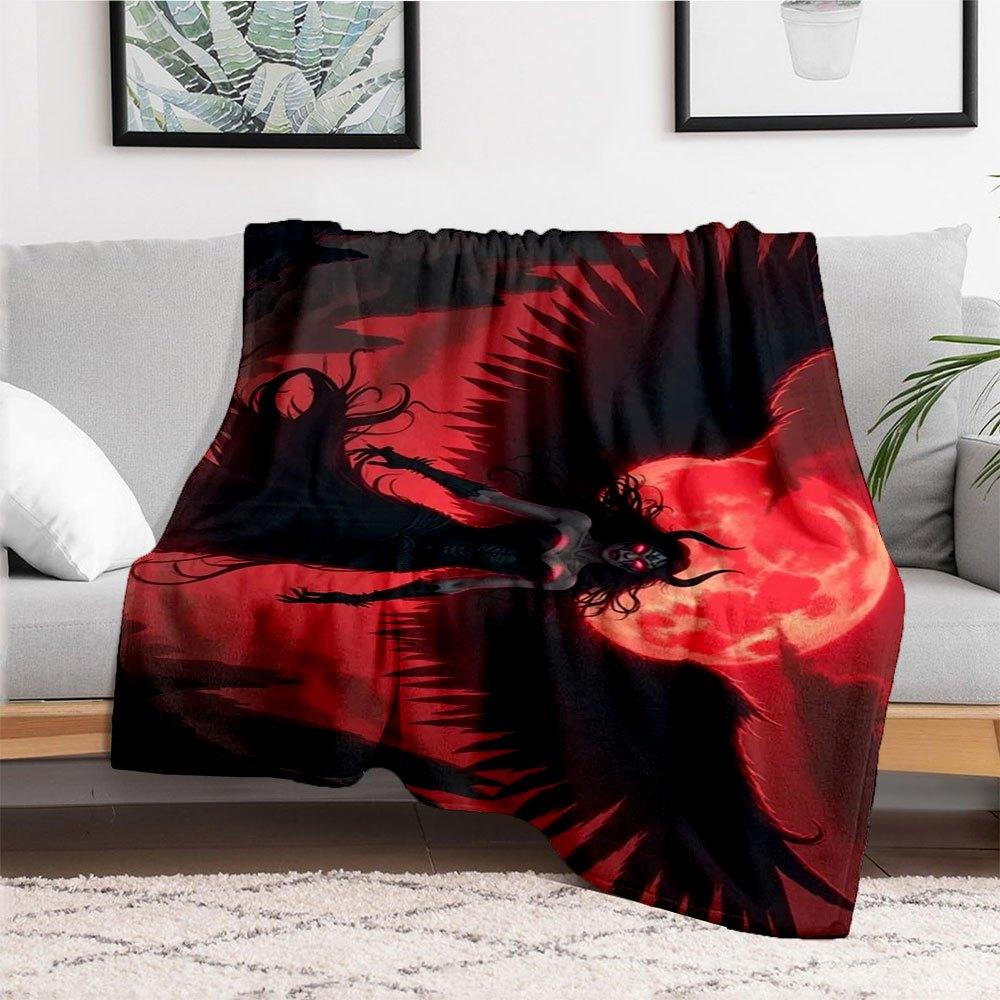 "Dark Fantasy Angel Wings Wall Art Print"Blanket Flannel Throw Blanket for Sofa, Bed, Travel, Camping, Office, Couch, Chair, And Bed Gift Fo