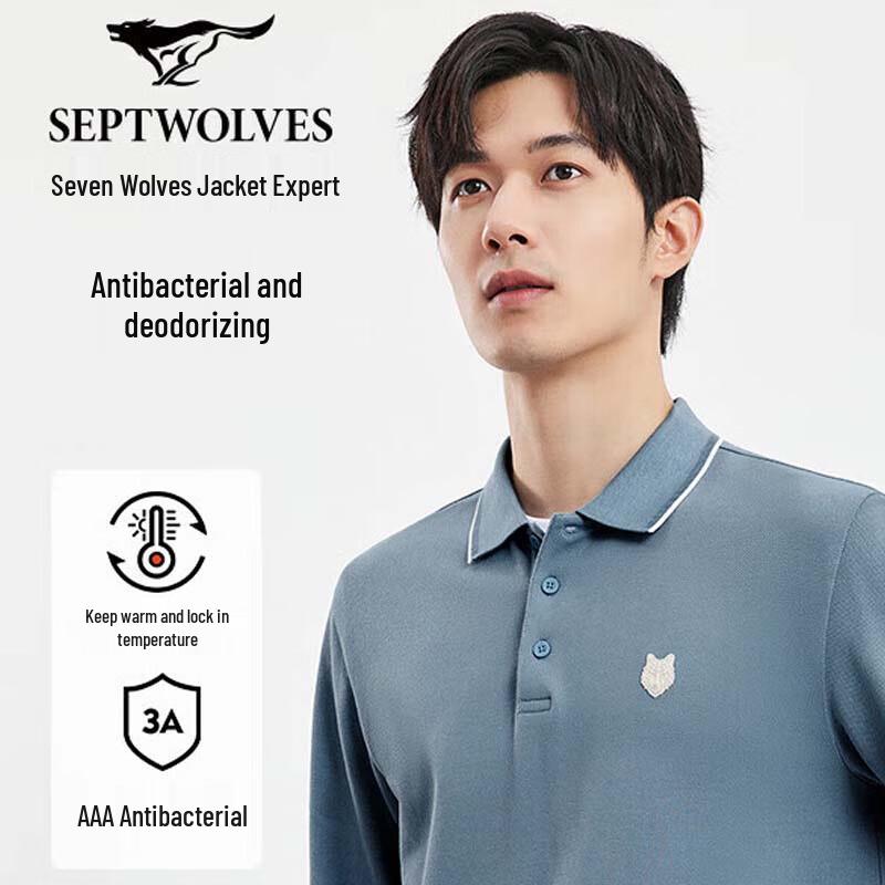 SEPTWOLVES Men s Comfortable Warm Long-Sleeve Polo Shirt XXXXL