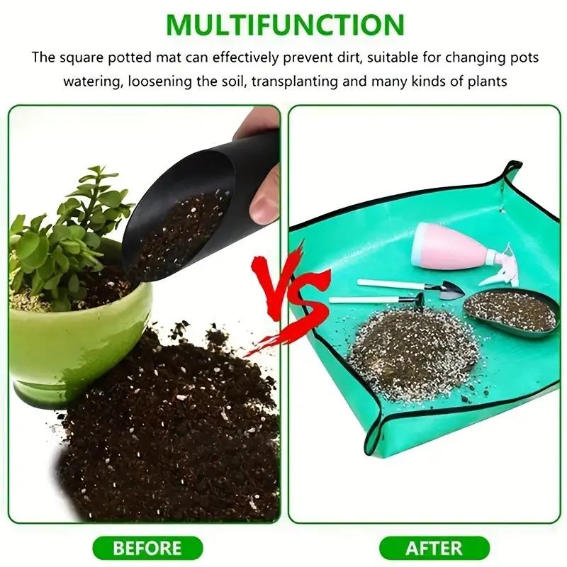 1pc Planting Mat PE Gardening Potting Mat DIY Foldable Waterproof Flower Plant Transplanting Mats For Gardening Tools, 19.69/25.