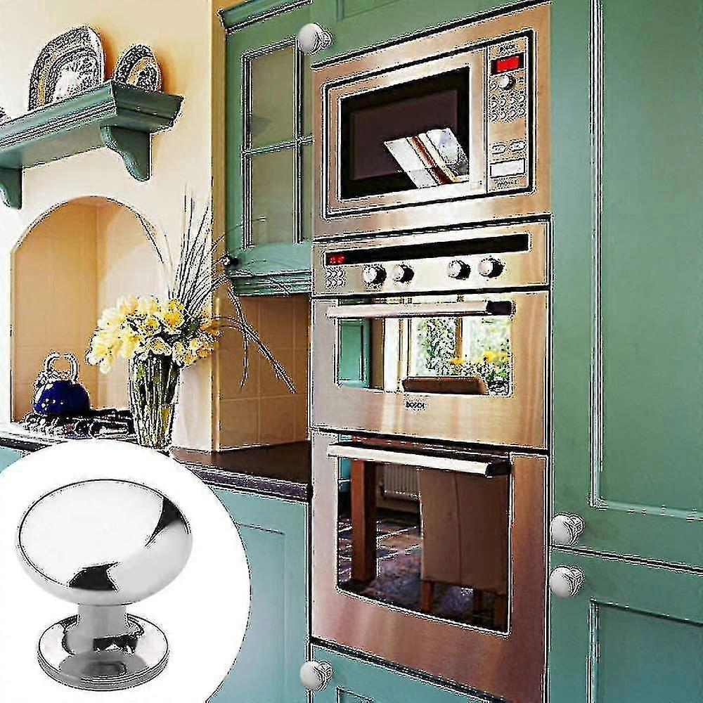 4pcs Drawer Door Handle Silver, 30mm Furniture Knob Door , Round Drawer Knobs - RiRi