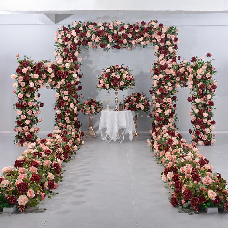 Guangqianfeng Deep Red & Pink Floral Wedding Arch Décor