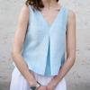 QICED Women's Fashion Casual Solid Color Print  Sleeveless V-Neck  Blouses & Shirts