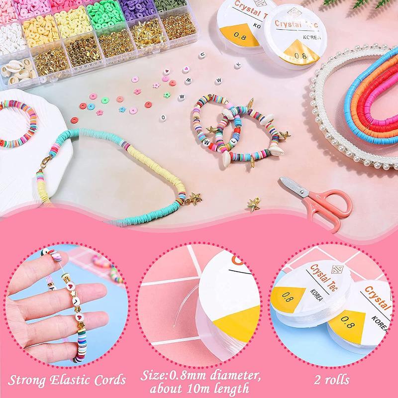 4394PCS/BOX 6MM Polymer Clay Beads Set Rainbow Color Clay Flat Chips Beads Bracelet Making Set DIY Boho Jewelry Materials Accessories Kit