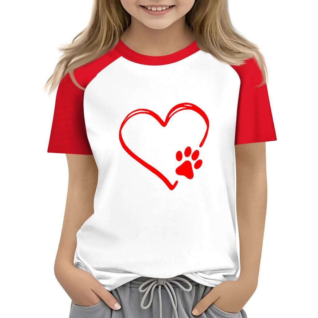 Oberteile für junge Mädchen 4-16 Jahre Rundhals Kurzarm Trendige Oberteile