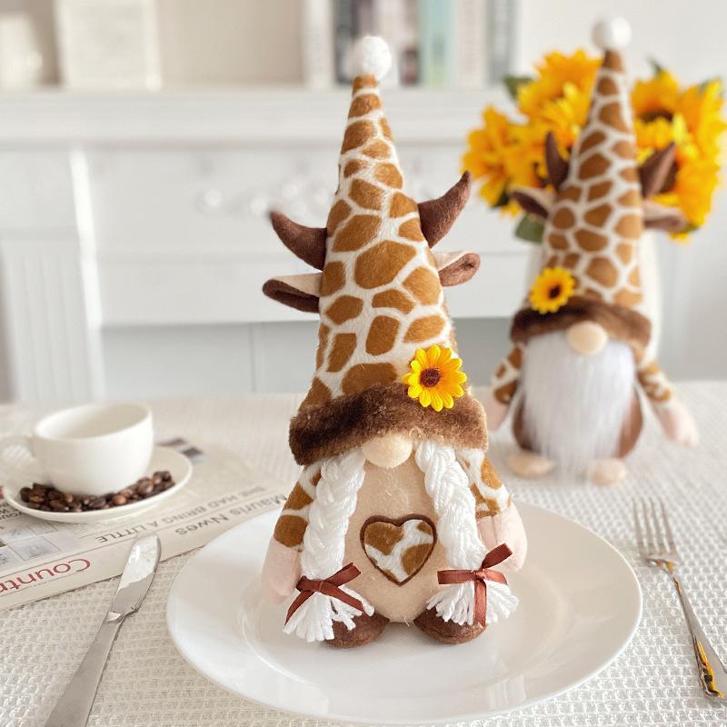 Zhongran Cow Doll Ornament Sunflower Rudolph Faceless Doll Couple Decorative Doll Props