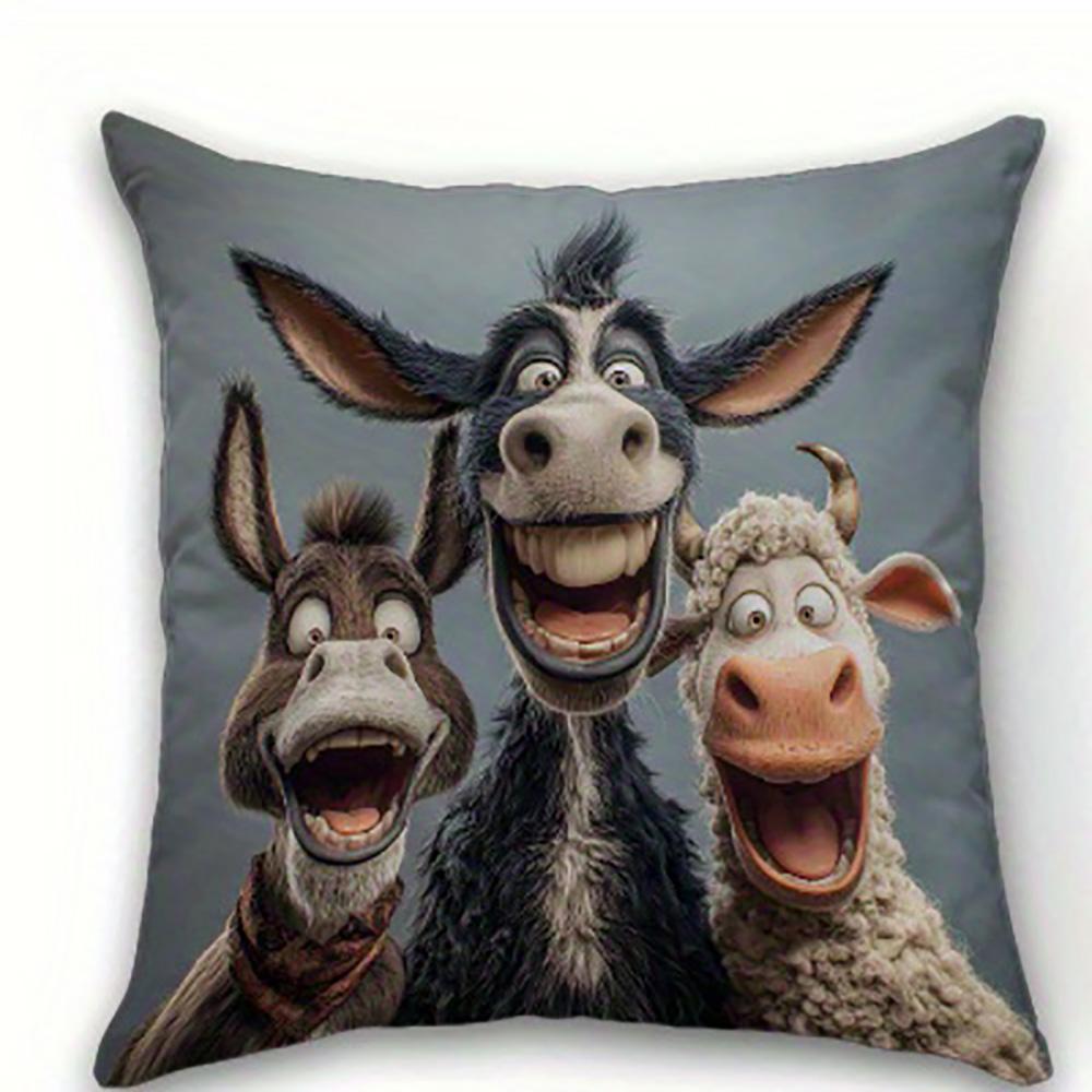 

1/4pcs Funny Farm Animal Printed Pillowcases Sofa cushion cover home bedroom room decoration 45x45cm
