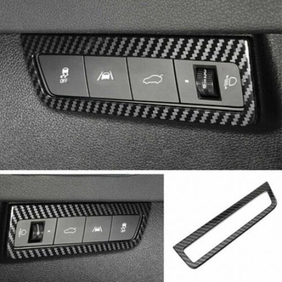 Carbon Fiber Headlight Adjustment Switch Cover Trim For Hyundai Sonata 2020 2021