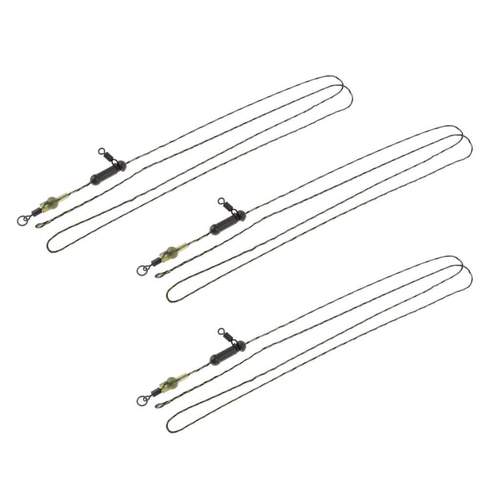Pack of 3Pcs Carp Fishing Quick Links Swivels Hair Rigs Clip Sleeves and 81cm Braided Thread 6
