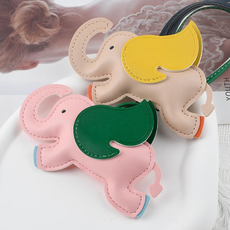 Handcrafted Leather Elephant Keychain: Cute Gift Bag Charm & Pendant