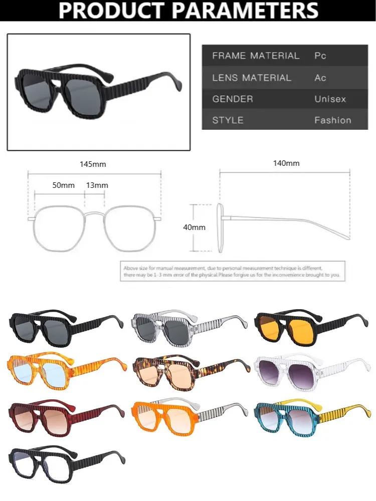 Vintage Double Beams Rectangle Sunglasses Women Men Designer Retro Small Frame UV400 Protection Sun Glasses