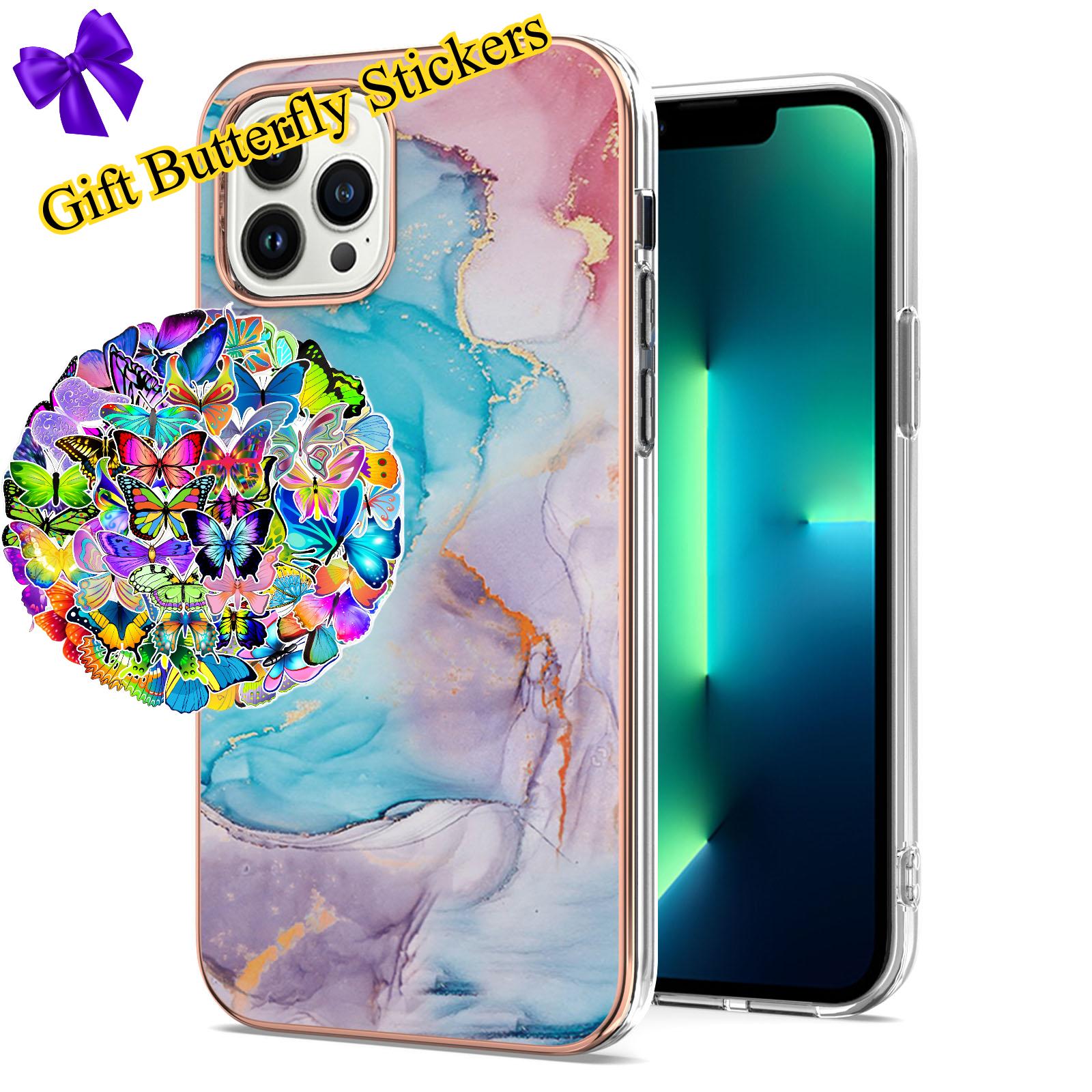 

Чехол для телефона TPU с цветным мраморным узором для iPhone, Samsung, Xiaomi, Huawei, Honor, Google, Oppo, Motorola (Подарочные наклейки-бабочки) iPhone 7 разноцветный