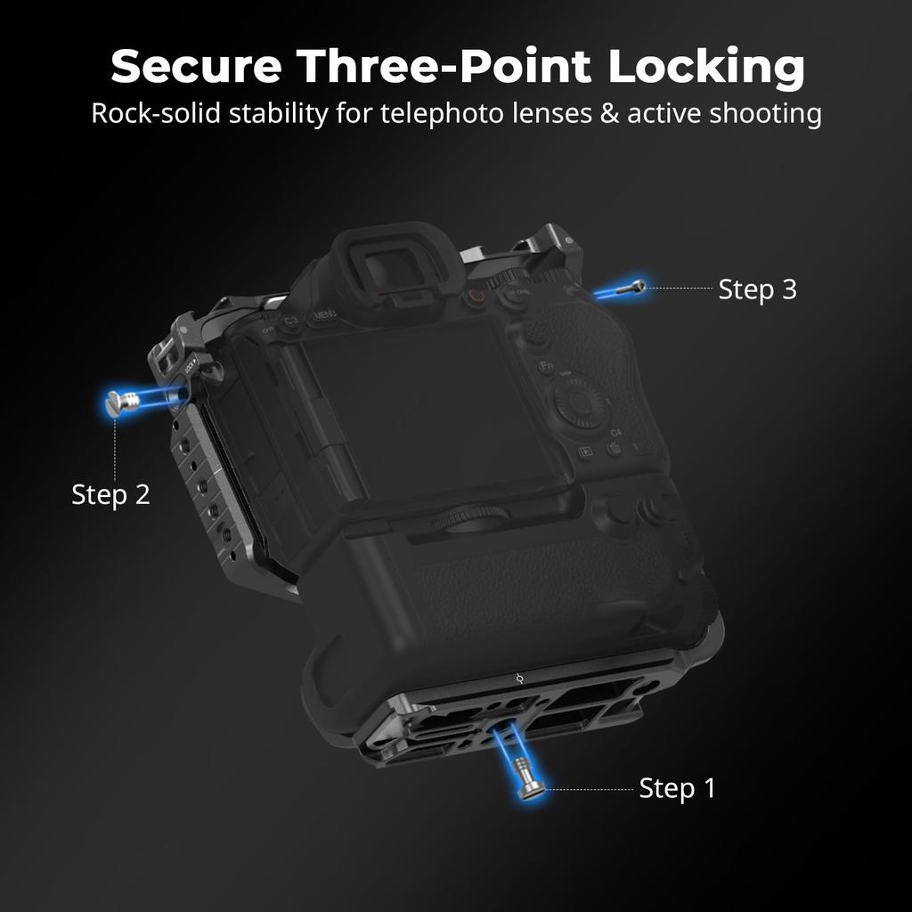 SMALLRIG Camera Cage for Sony Alpha 1 II 9 III with VG-C5 Grip Arca-Swiss Quick Release NATO Rail Cold Shoe ARRI Locating 3888