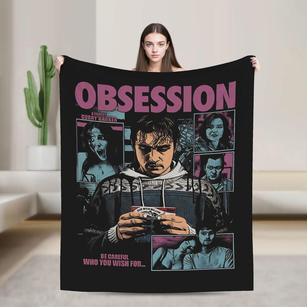 Obsession Bloody Girl Black and White Blanket Warm Plush Throw Blanket For Boy Girl Living Room Flannel Bedspread Bed Cover
