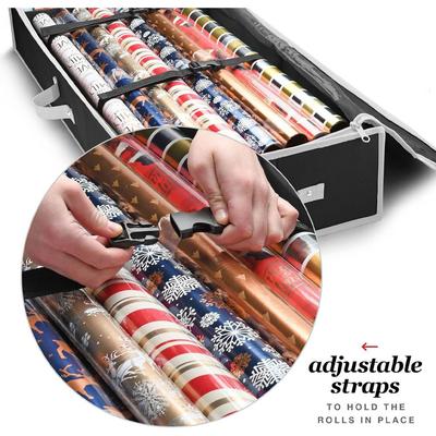Christmas Storage Bag Wrapping Paper Organizer Storage for Christmas Gifts Wrapping Paper Underbed Storage Container with Inter