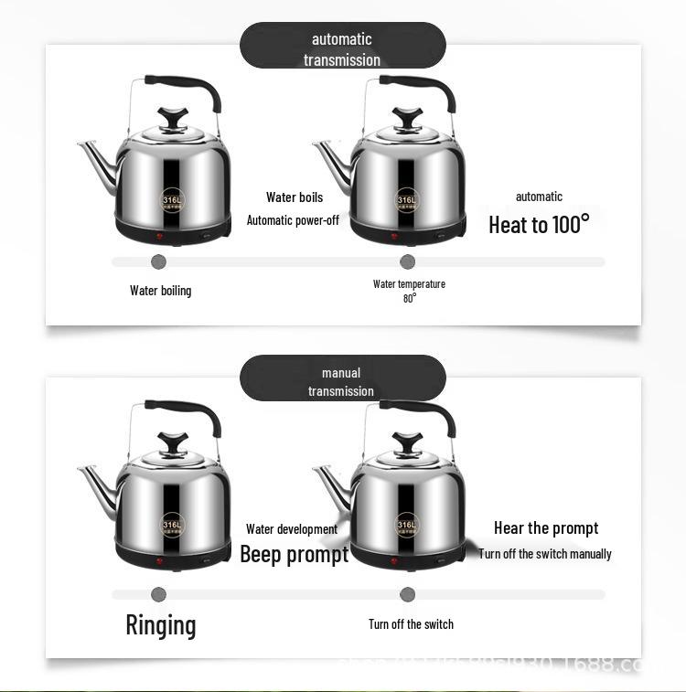 Stainless Steel Electric Kettle with Automatic Power-Off and Keep Warm Feature, Large Capacity for Household Use
