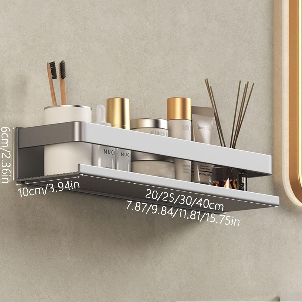 Wall-Mounted Bathroom Storage Racks Multi-Functional Toilet Organize Kitchen Spice Shelf Aluminum Gray Washroom Racks Sundries