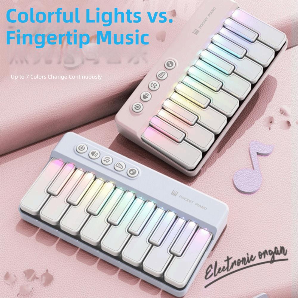 Tragbares Design Lernklavier Tastatur 7 Farben LED Musikinstrument Spielzeug Geburtstagsgeschenk
