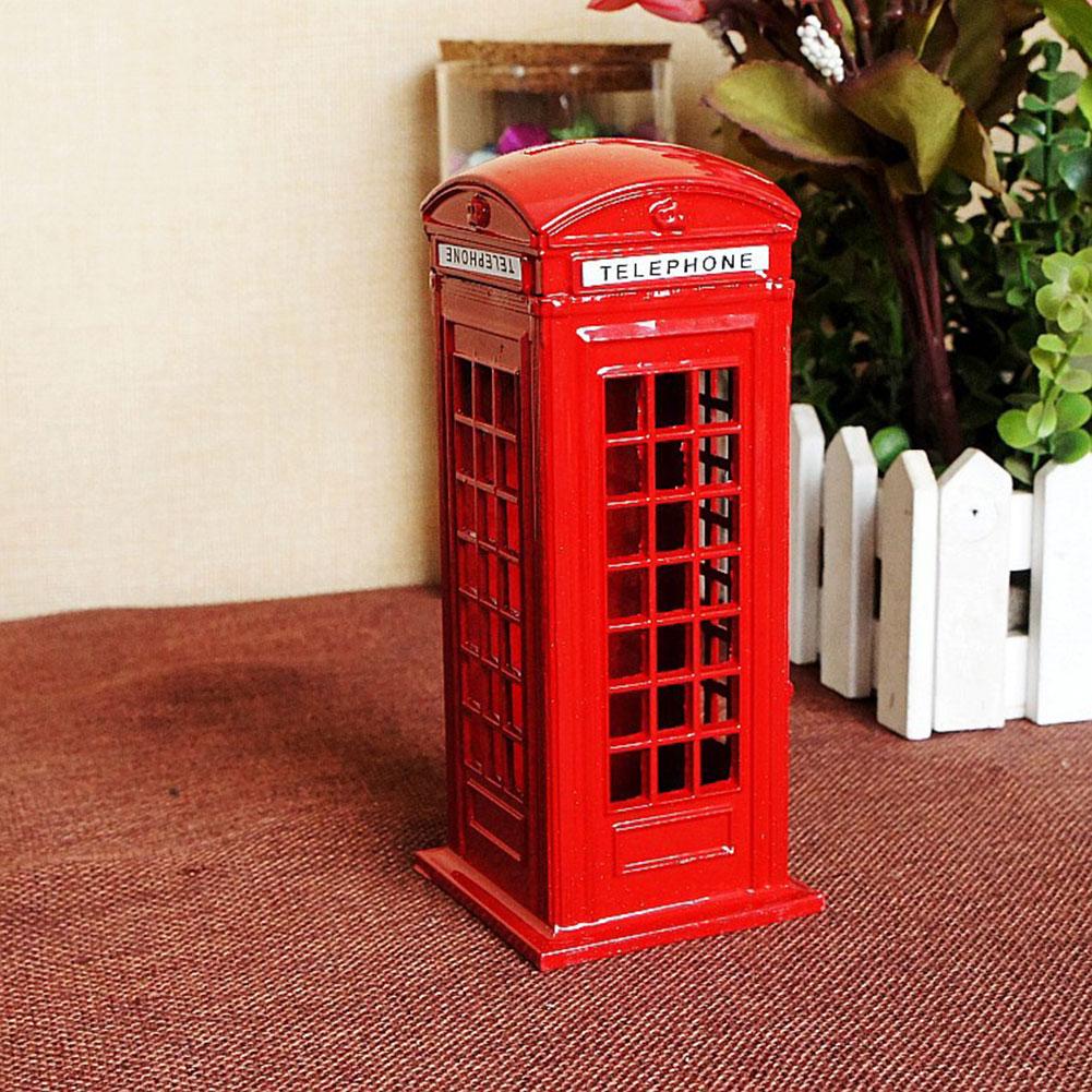 Red Vintage London Telephone-Booth Money Saving Box Multifunctional Money Bank For Storage Coin Money