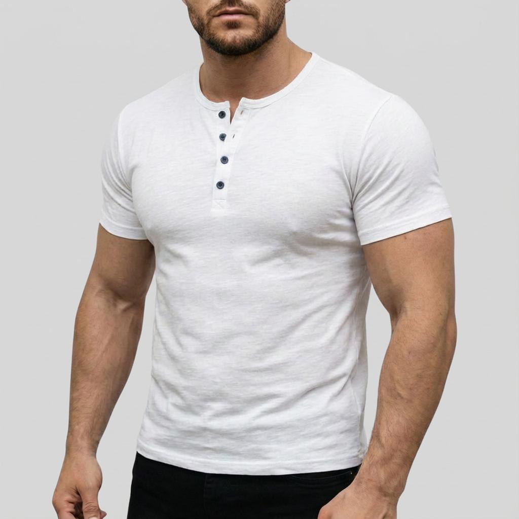 Men's Solid Color Short Sleeve Tops Men's Casual Fashion Short Sleeve Tops