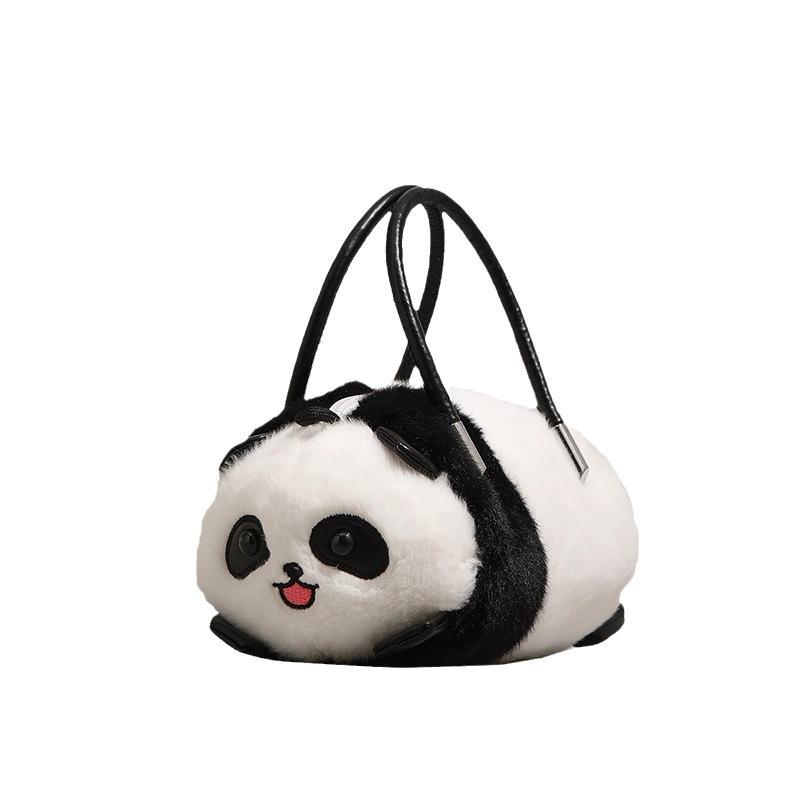 Cute Red Panda Cylinder Bag Women's Hair Bag New Versatile Pillow Bag Single Shoulder Crossbody Handbag