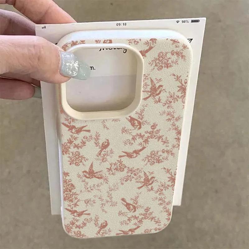 Floral Pattern Elegan Phone Case For IPhone 17 15 13 14 12 16 11 Pro ProMax Plus 17Air Luxury Soft Shockproof Cover Case