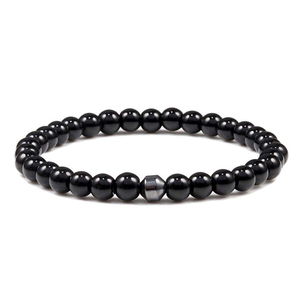 Creative Black Gallstone  Tiger Eye Lava Beaded Elastic Bracelet