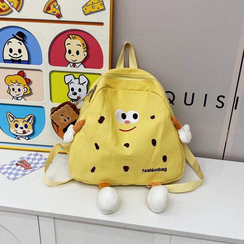 Cute Cheese Cheese Canvas Bag Female Soft Girl Children's School Bag Large Capacity Versatile Backpack