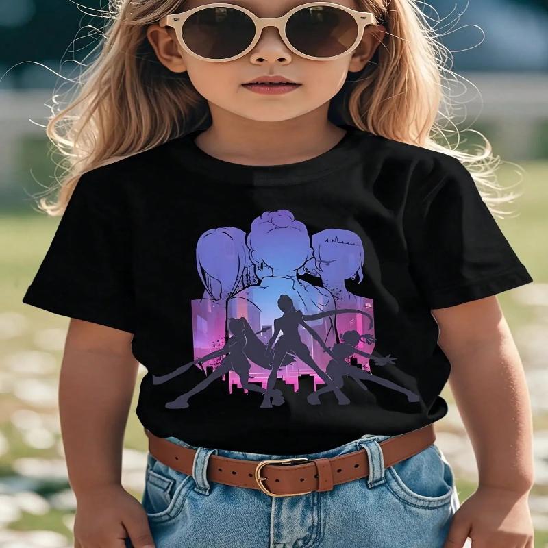 

Футболки для девочек Удобная футболка с мультяшным принтом Универсальная футболка Детский повседневный топ с коротким рукавом 160