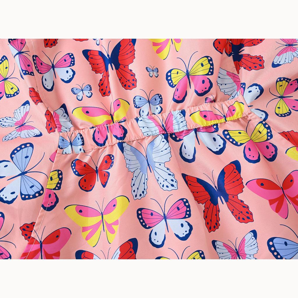 Fall Girls Butterfly Print Waist Jacket Girls Double Layer Hooded Zipper Shirt Fashion Windbreaker Jacket