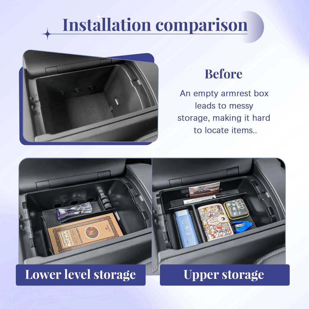 Center Console Organizer Double Layers For 2026 Hyundai Palisade Center Console Armrest Lower Storage Box Interior Accessories